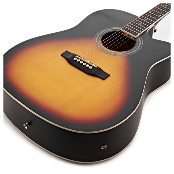 Dreadnought Cutaway Electro Acoustic Guitar Sunburst 15W Acoustic Amp & Accessory Pack