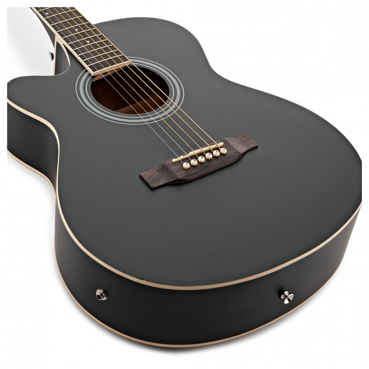 Single Cutaway Left Handed Electro Acoustic Guitar Black 15W Acoustic Amp & Accessory Pack
