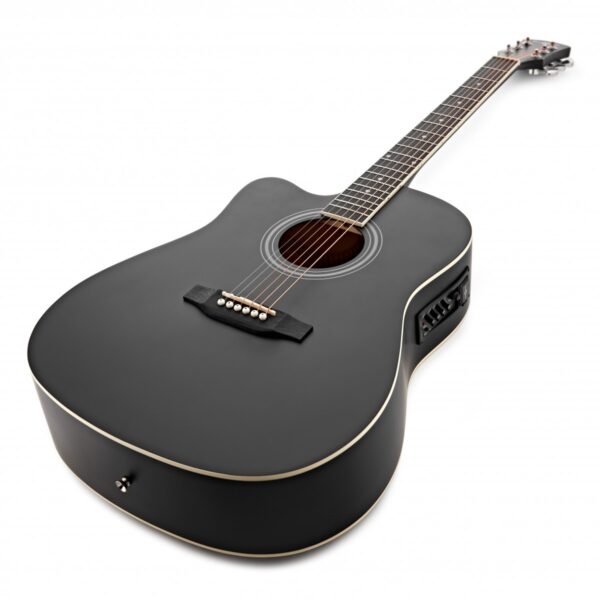 Dreadnought Cutaway Left Handed Electro Acoustic Guitar Black 15W Acoustic Amp & Accessory Pack