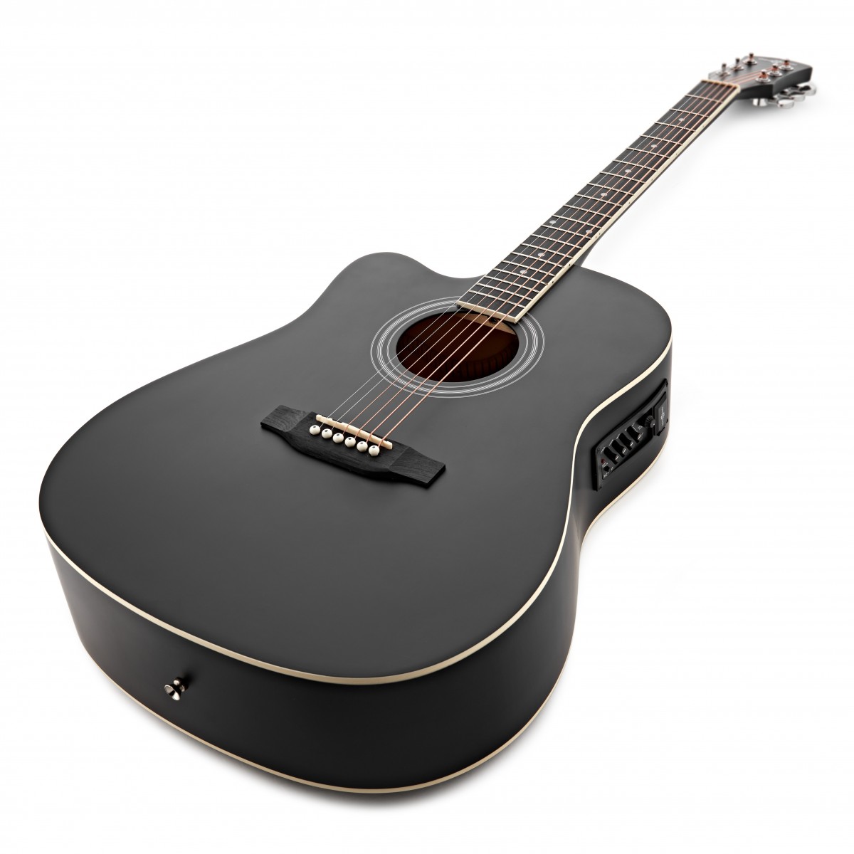 Dreadnought Cutaway Left Handed Electro Acoustic Guitar Black 15W Acoustic Amp & Accessory Pack