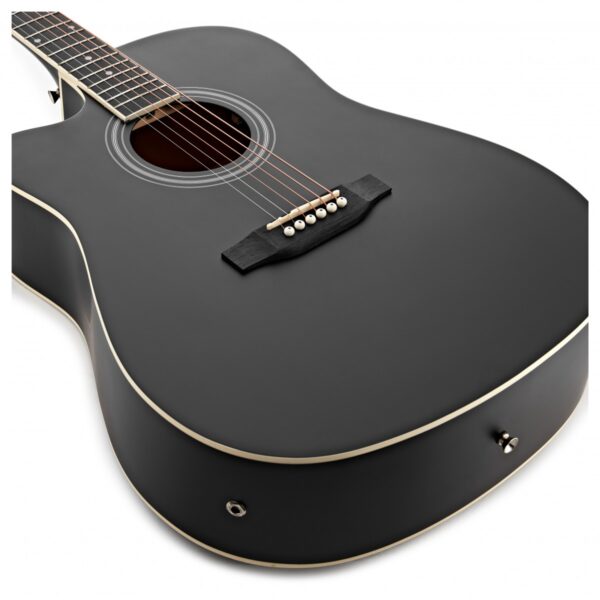 Dreadnought Cutaway Left Handed Electro Acoustic Guitar Black 15W Acoustic Amp & Accessory Pack