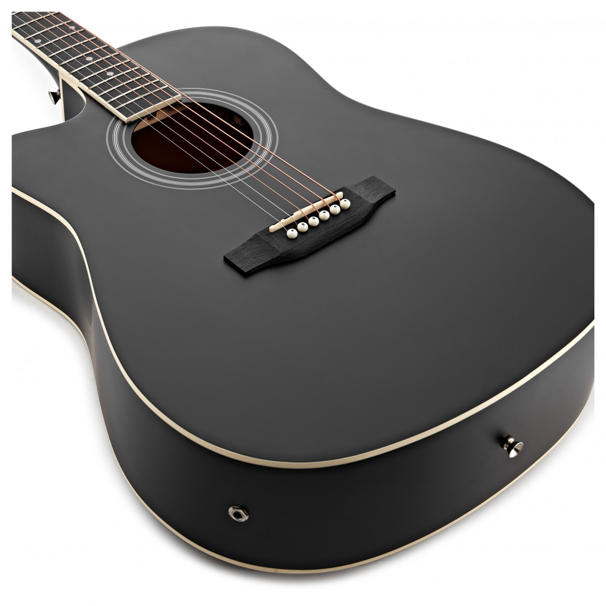 Dreadnought Cutaway Left Handed Electro Acoustic Guitar Black 15W Acoustic Amp & Accessory Pack
