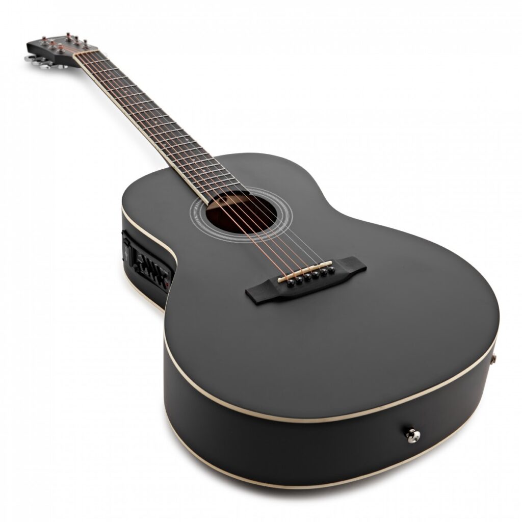 Parlour Electro Acoustic Guitar Black 15W Acoustic Amp & Accessory Pack