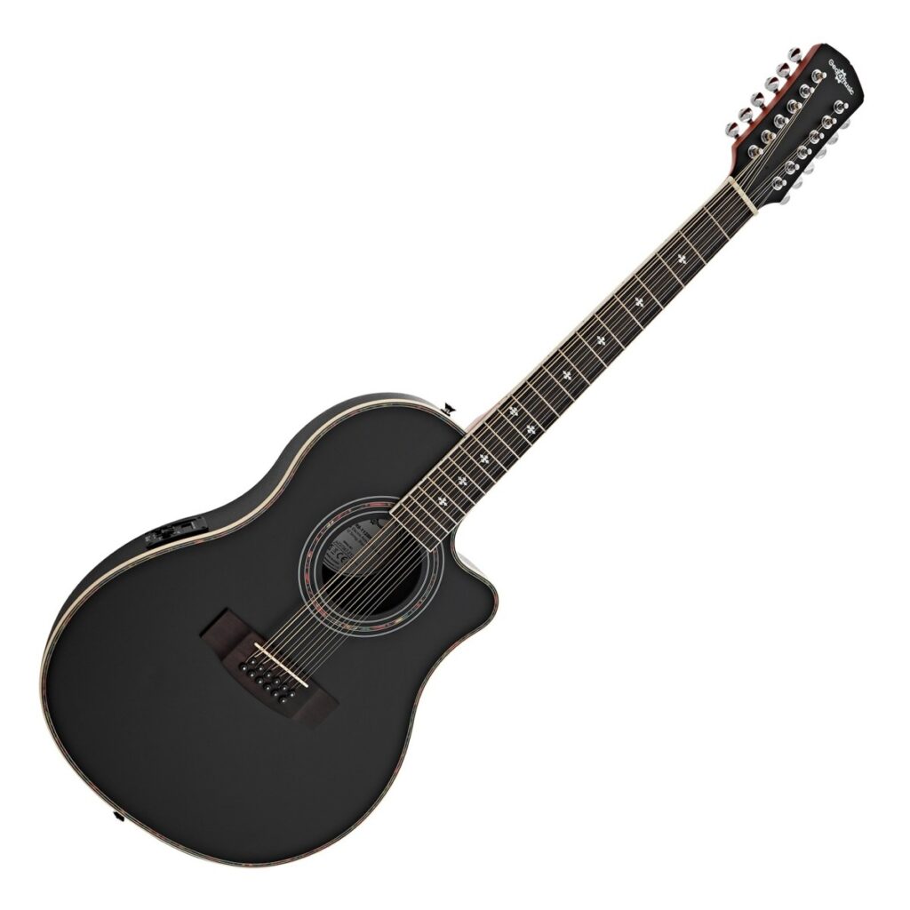 12 String Electro Acoustic Roundback Guitar by Gear4music Black
