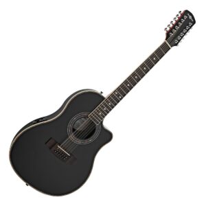 12 String Electro Acoustic Roundback Guitar by Gear4music Black