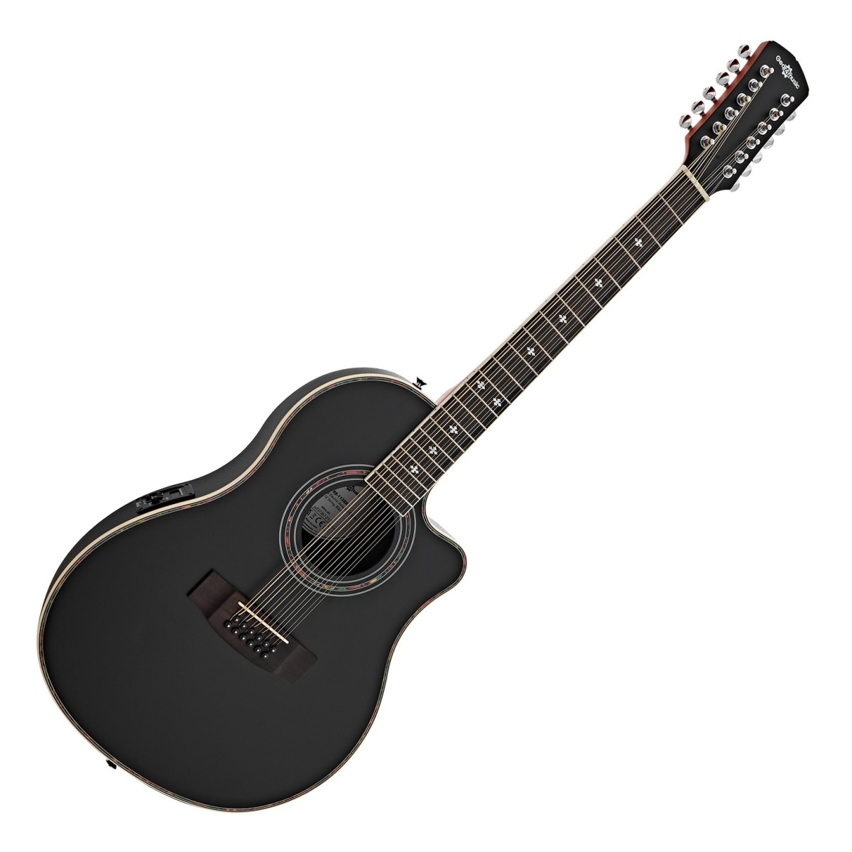 12 String Electro Acoustic Roundback Guitar by Gear4music Black