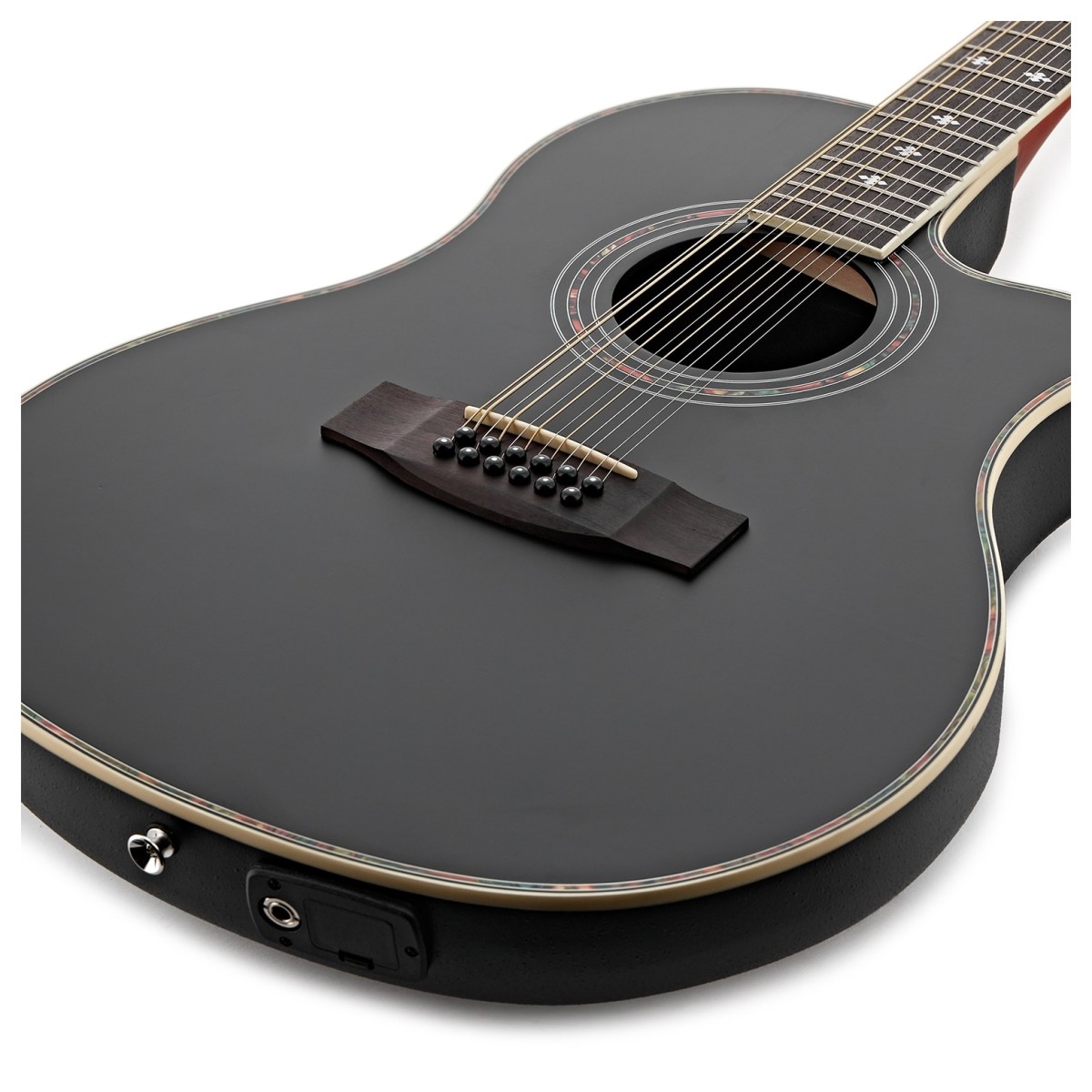 12 String Electro Acoustic Roundback Guitar by Gear4music Black