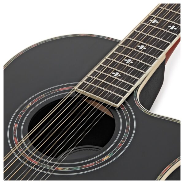 12 String Electro Acoustic Roundback Guitar by Gear4music Black