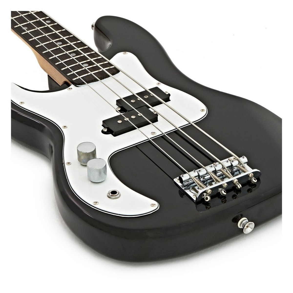 3/4 Left Handed LA Bass Guitar Black 15W Bass Amp Pack