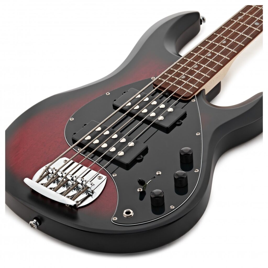 Sterling Stingray Ray5 Bass HH RW Ruby Red Burst