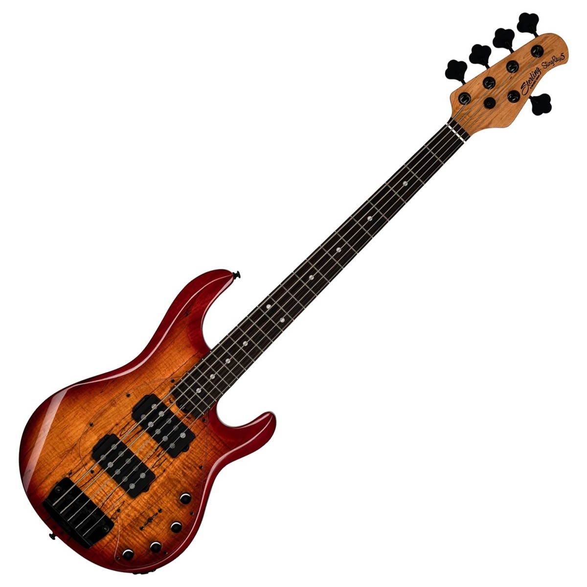 Sterling StingRay 5 HH RAY35HH Spalted Maple Blood Orange Burst