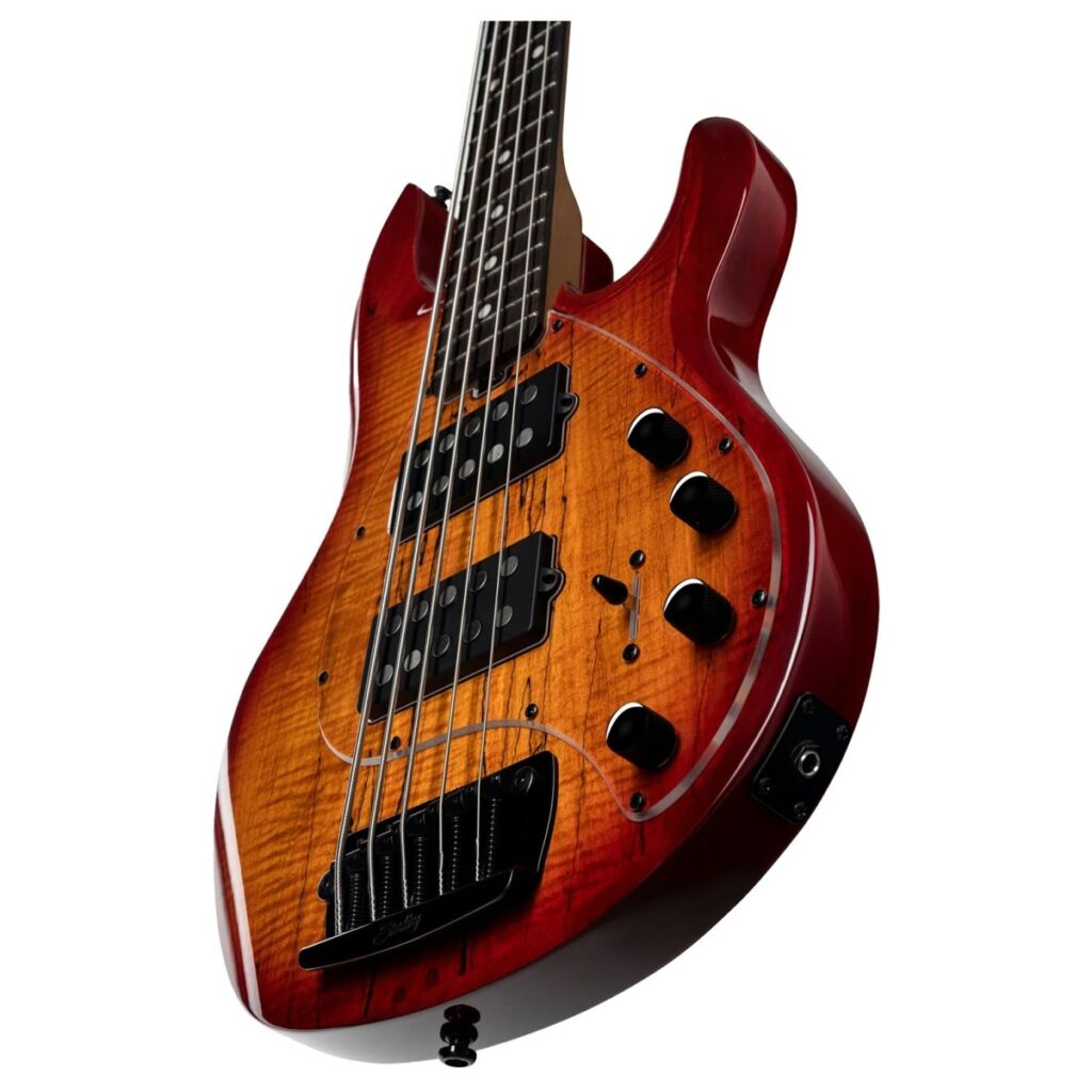 Sterling StingRay 5 HH RAY35HH Spalted Maple Blood Orange Burst