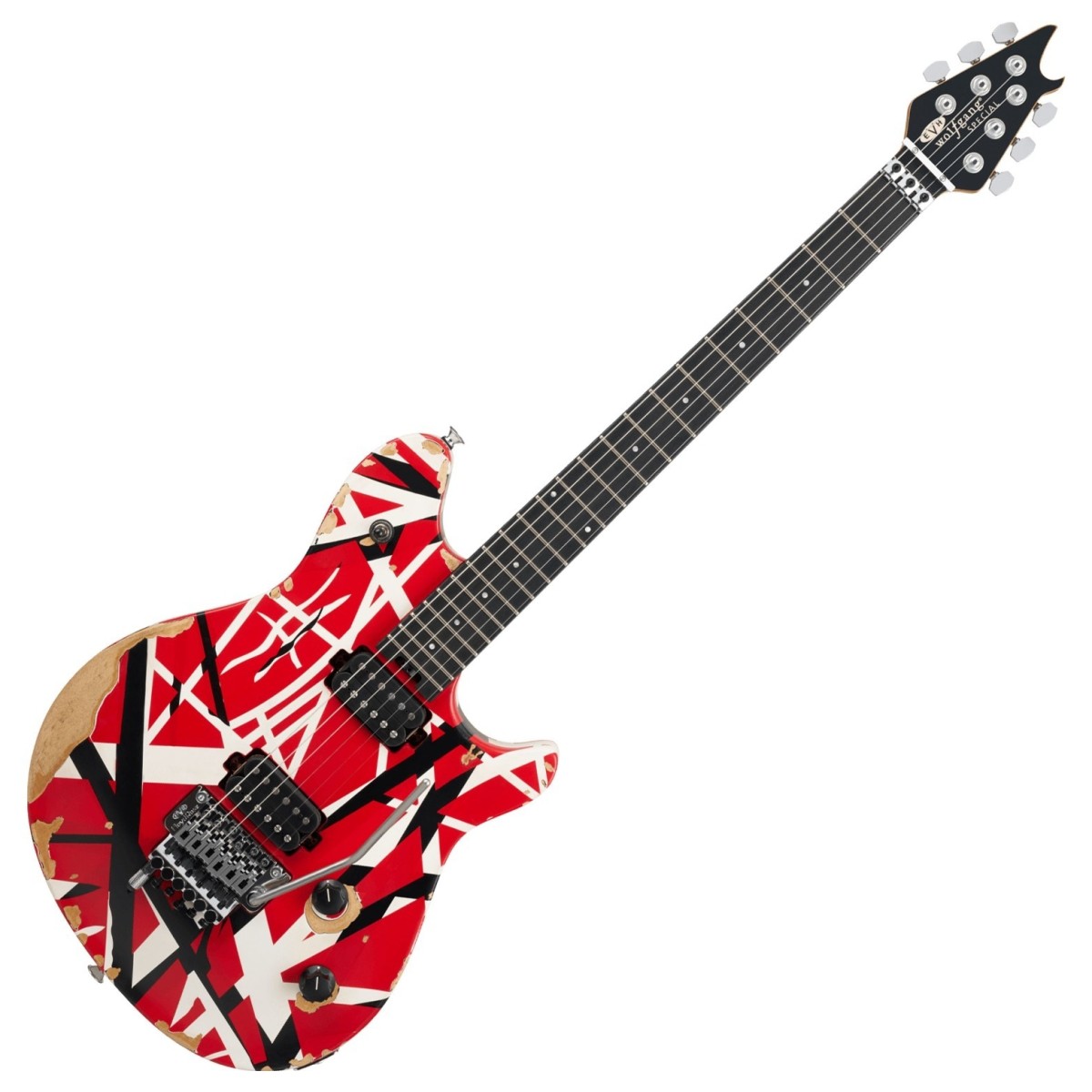 EVH Limited Edition Wolfgang Special Striped Series Red Black and White Aged