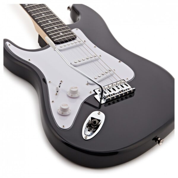 LA Left Handed Electric Guitar Black 10W Guitar Amp & Accessory Pack