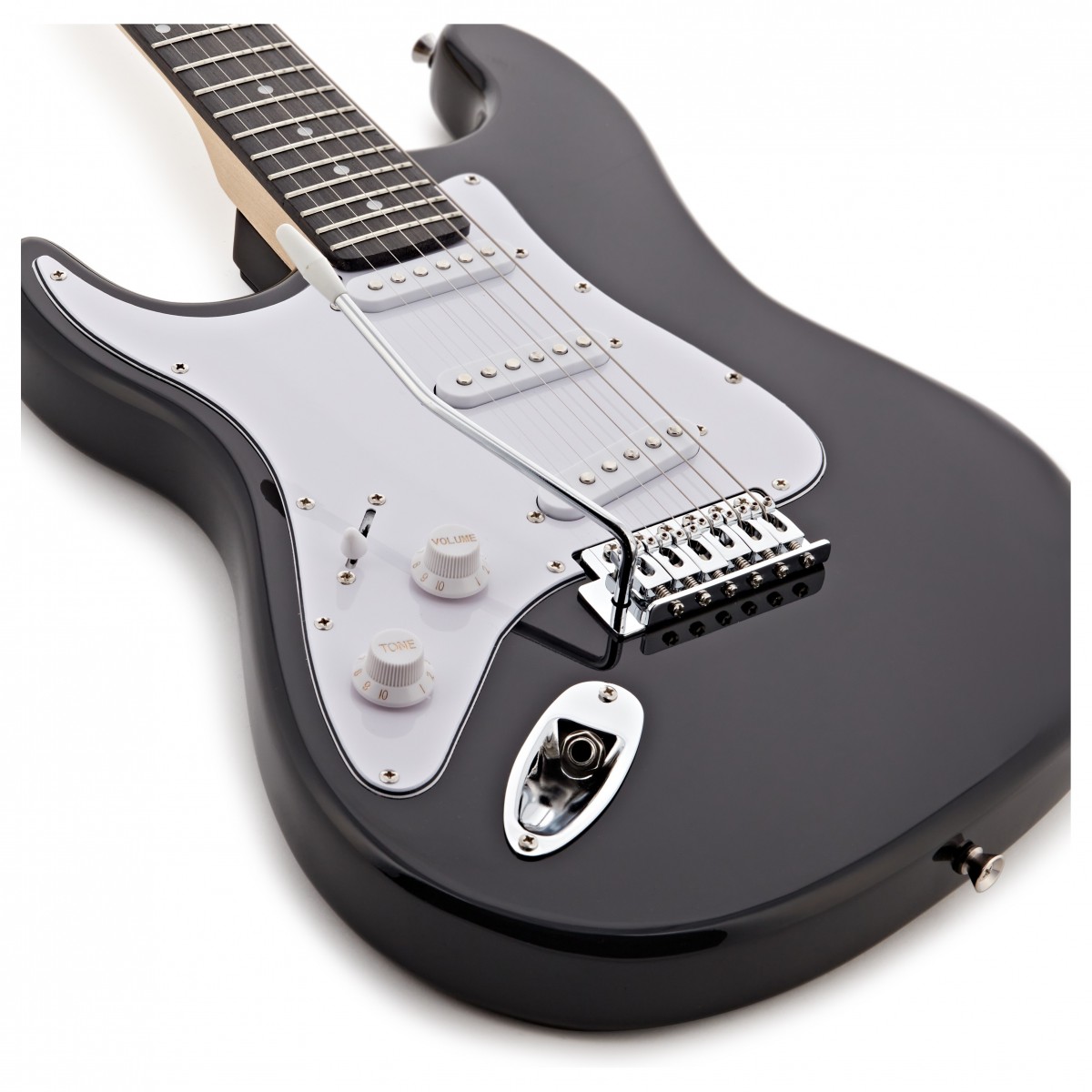 LA Left Handed Electric Guitar Black 10W Guitar Amp & Accessory Pack