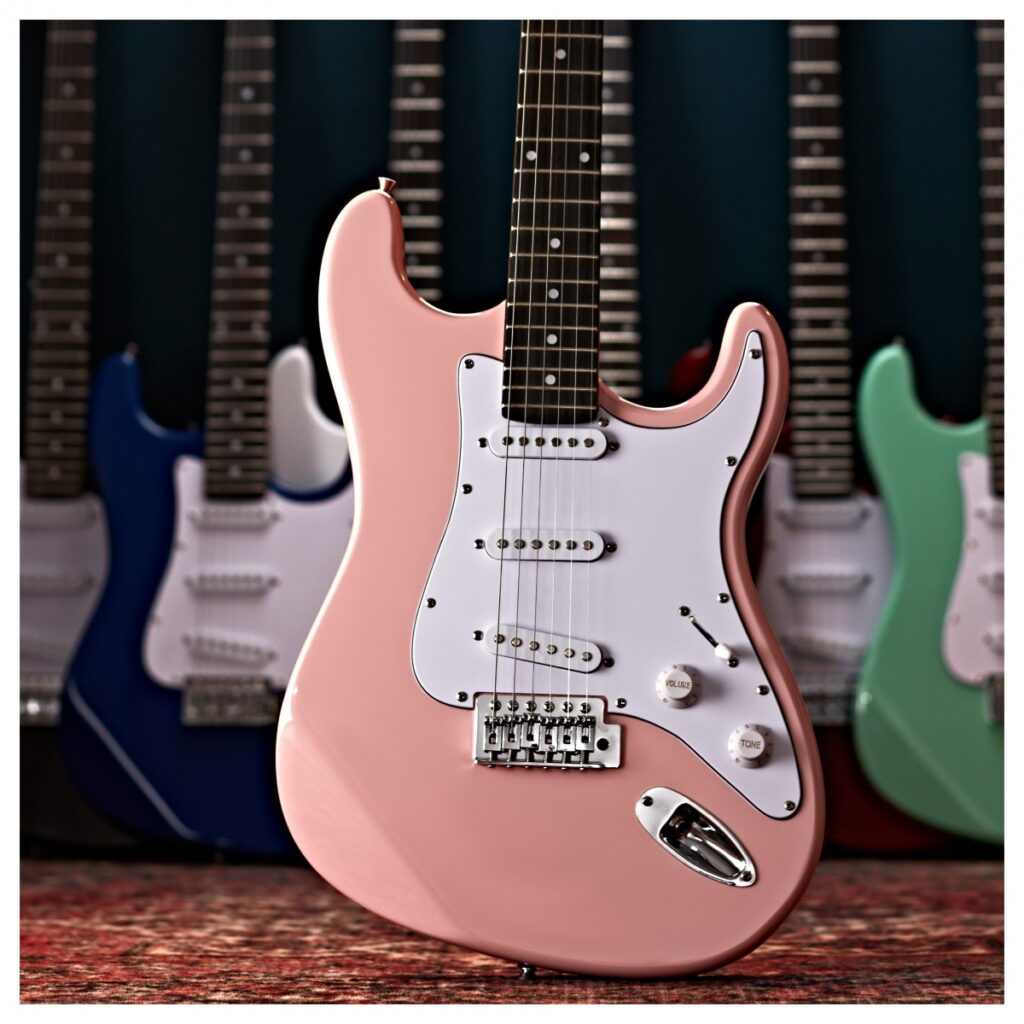LA Electric Guitar Pink 15W Guitar Amp & Ultimate Accessory Pack