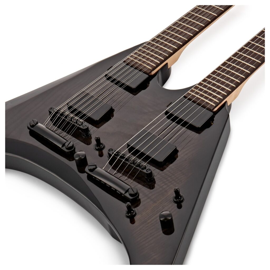 Harlem V Double Neck Guitar by Gear4music Black