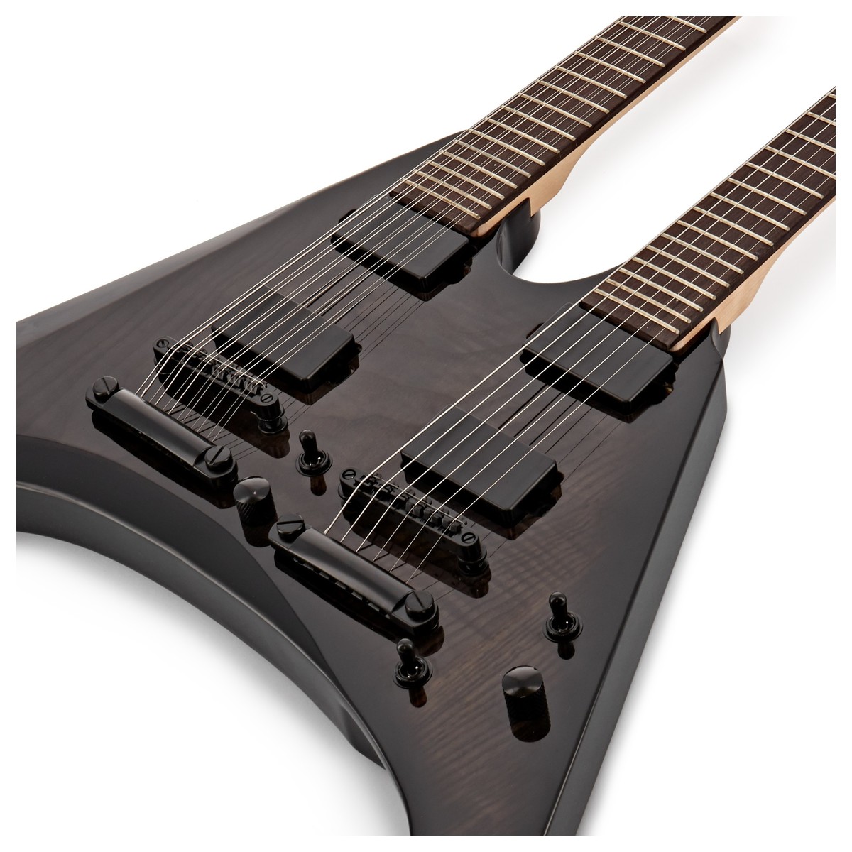Harlem V Double Neck Guitar by Gear4music Black