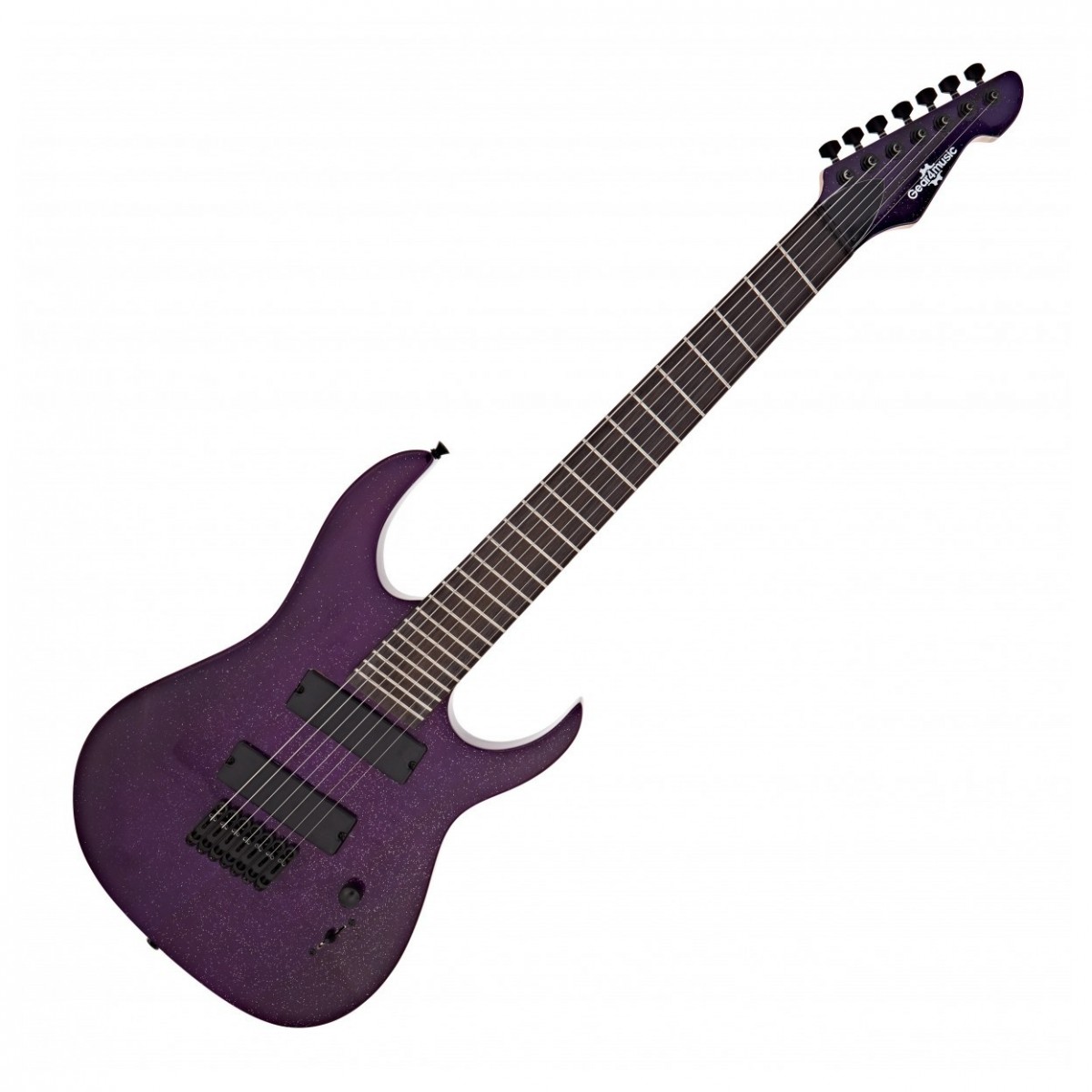 Harlem S 7-String Fanned Fret Guitar + 15W Amp Pack Purple Sparkle