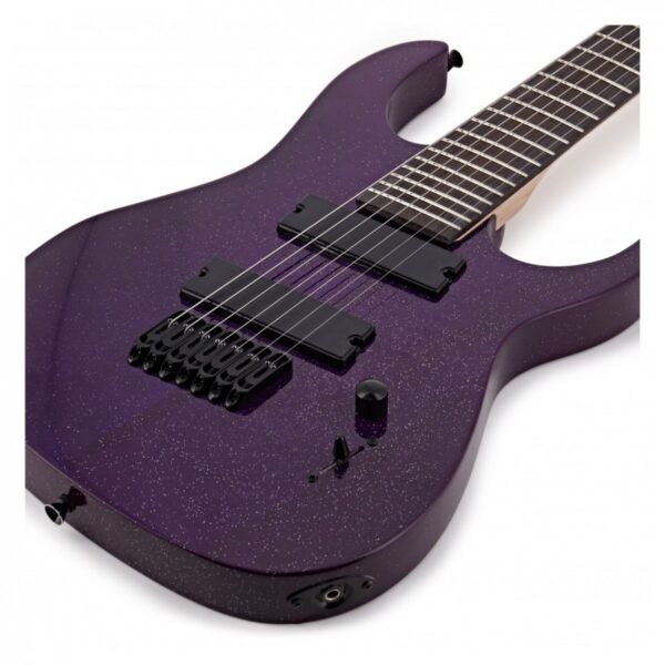 Harlem S 7-String Fanned Fret Guitar + 15W Amp Pack Purple Sparkle