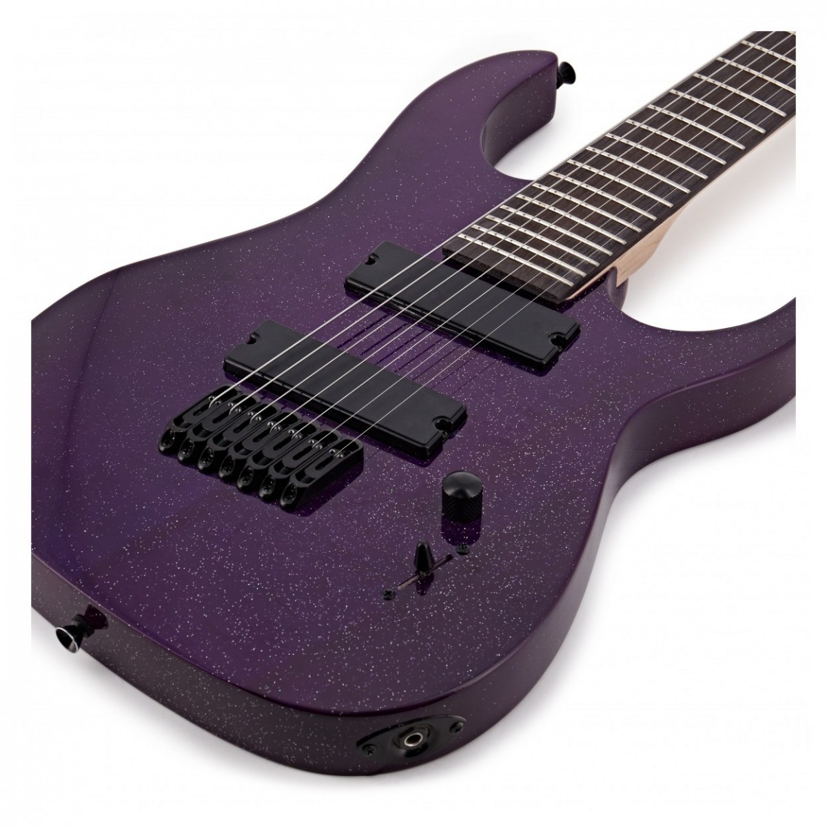 Harlem S 7-String Fanned Fret Guitar + 15W Amp Pack Purple Sparkle