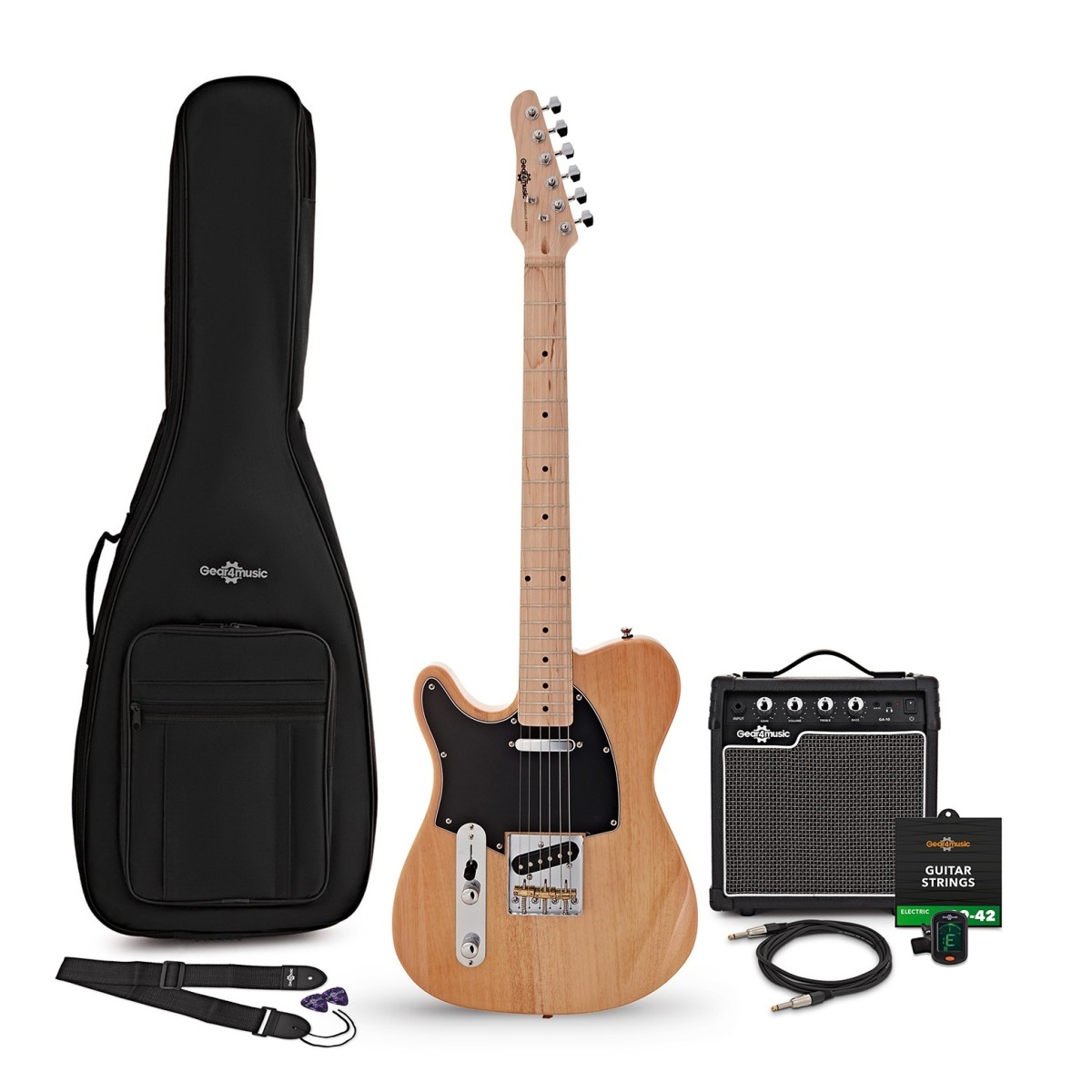 Knoxville Electric Guitar Natural 10W Guitar Amp & Accessory Pack