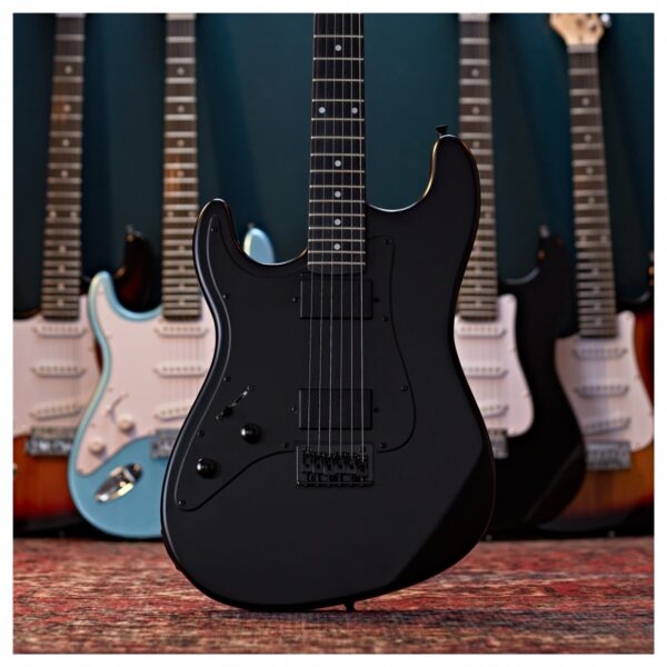 LA Select Modern Left Handed Electric Guitar Blackout 15W Guitar Amp & Accessory Pack