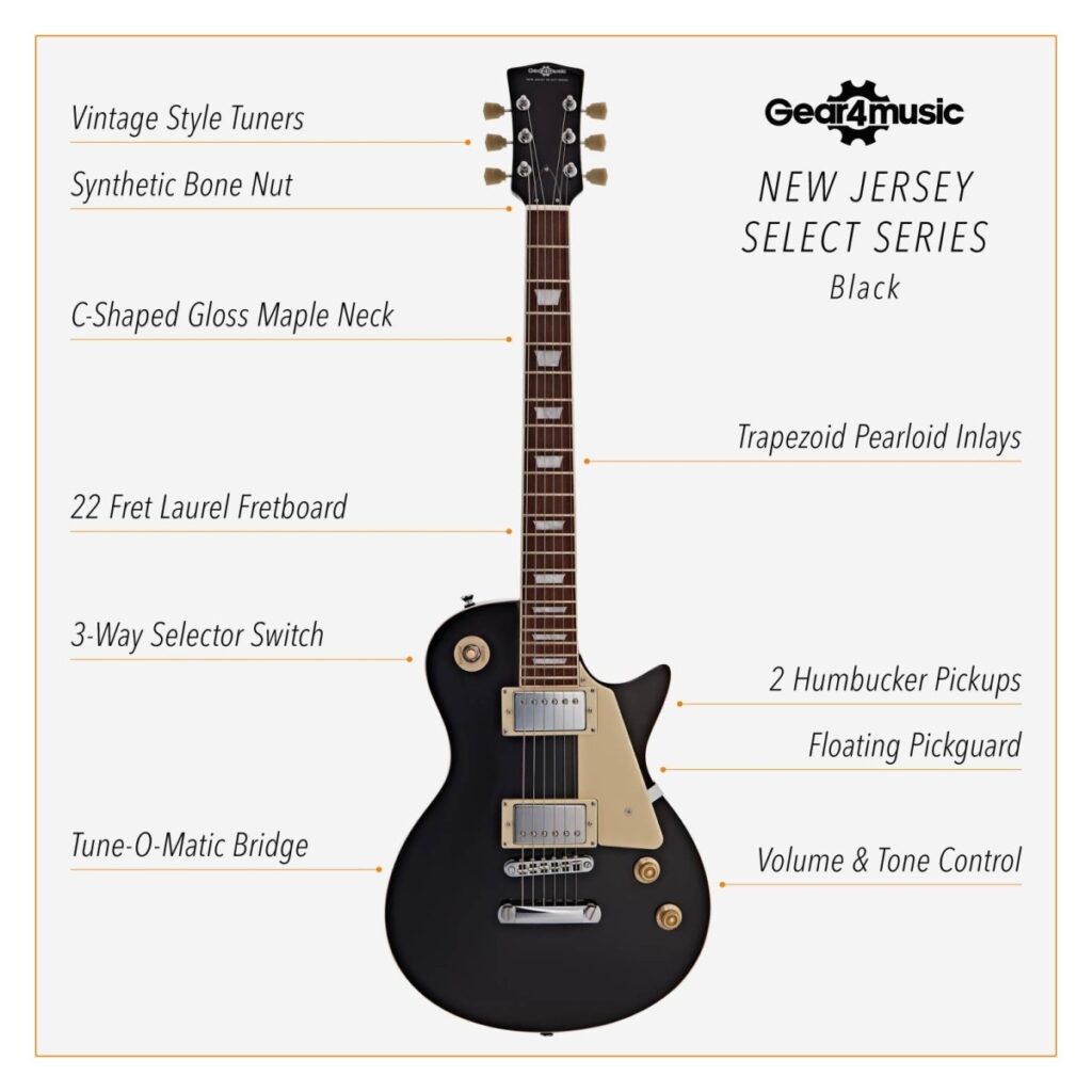 New Jersey Select Electric Guitar Black 10W Guitar Amp & Accessory Pack