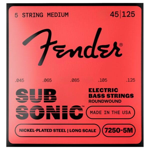 Fender SubSonic 7250-5M Bass Strings Nickel-Plated Steel 5-String Long Scale Gauges .045-.125 - Image 1