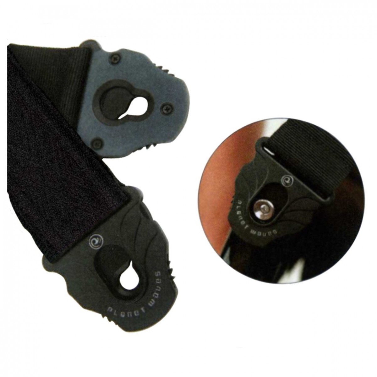 DAddario 50PLB01 Planet Lock Guitar Strap Black Satin - Image 2