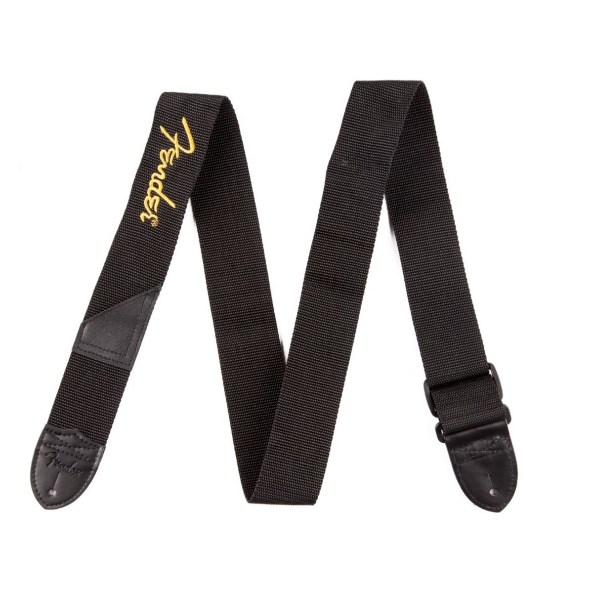 Fender 2" Poly Guitar Strap Black with Yellow Fender Logo - Image 1