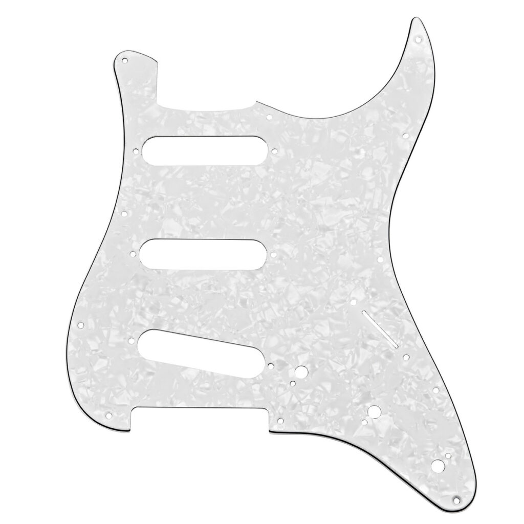 Guitarworks 11-Hole SSS Scratchplate White Pearloid