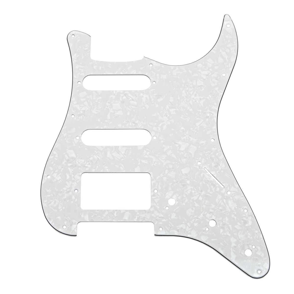 Guitarworks 11-Hole HSS Scratchplate White Pearloid - Image 1