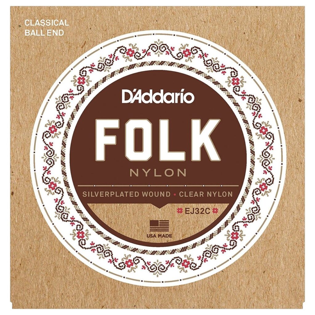 DAddario EJ32C Folk Nylon Classical Guitar Strings with Ball End