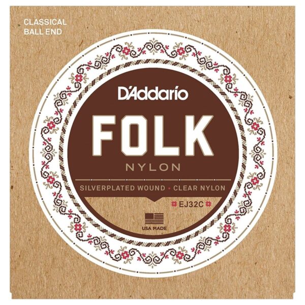 DAddario EJ32C Folk Nylon Classical Guitar Strings with Ball End - Image 1