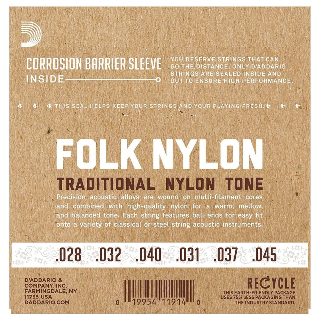 DAddario EJ32C Folk Nylon Classical Guitar Strings with Ball End