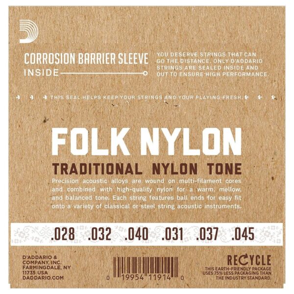 DAddario EJ32C Folk Nylon Classical Guitar Strings with Ball End - Image 2