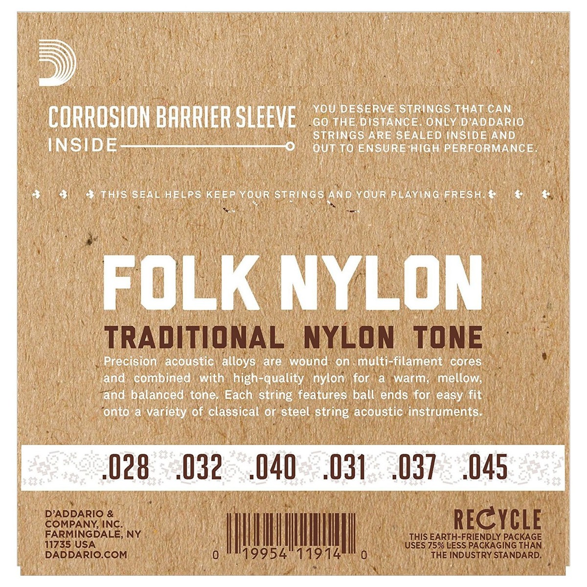 DAddario EJ32C Folk Nylon Classical Guitar Strings with Ball End - Image 2
