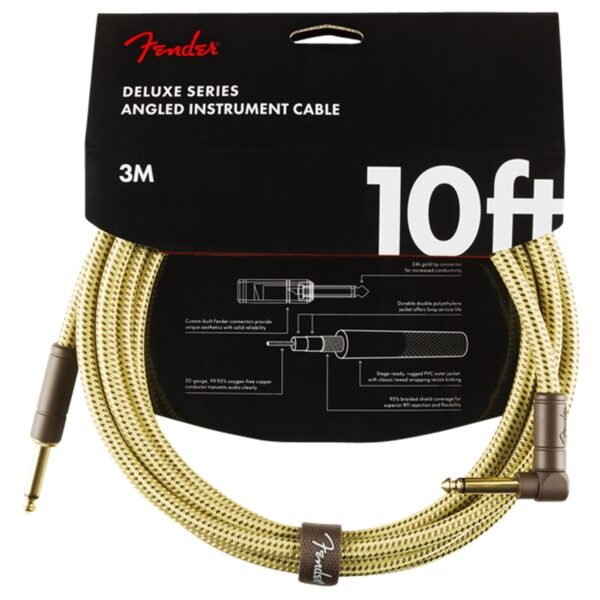 Fender Deluxe 10ft Straight/Angle Instrument Cable Tweed - Image 1
