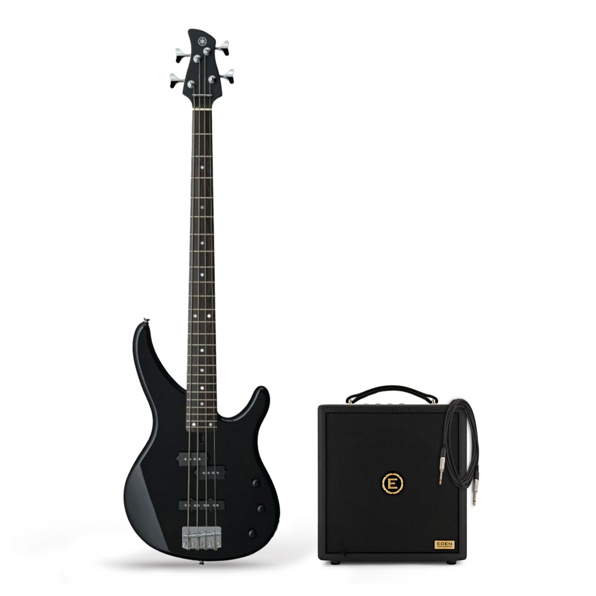 Yamaha TRBX174 Bass Guitar Black & Eden Orbiter 8 Combo Amp - Image 1
