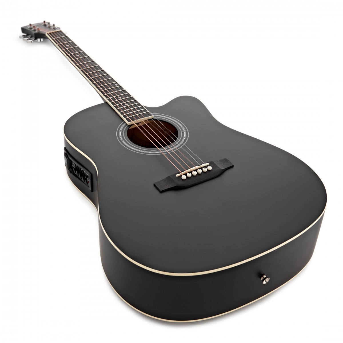 Dreadnought Cutaway Electro Acoustic Guitar Black 15W Acoustic Amp & Accessory Pack
