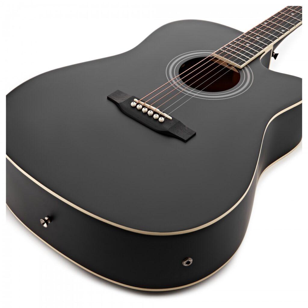 Dreadnought Cutaway Electro Acoustic Guitar Black 15W Acoustic Amp & Accessory Pack