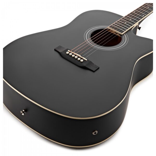 Dreadnought Cutaway Electro Acoustic Guitar Black 15W Acoustic Amp & Accessory Pack