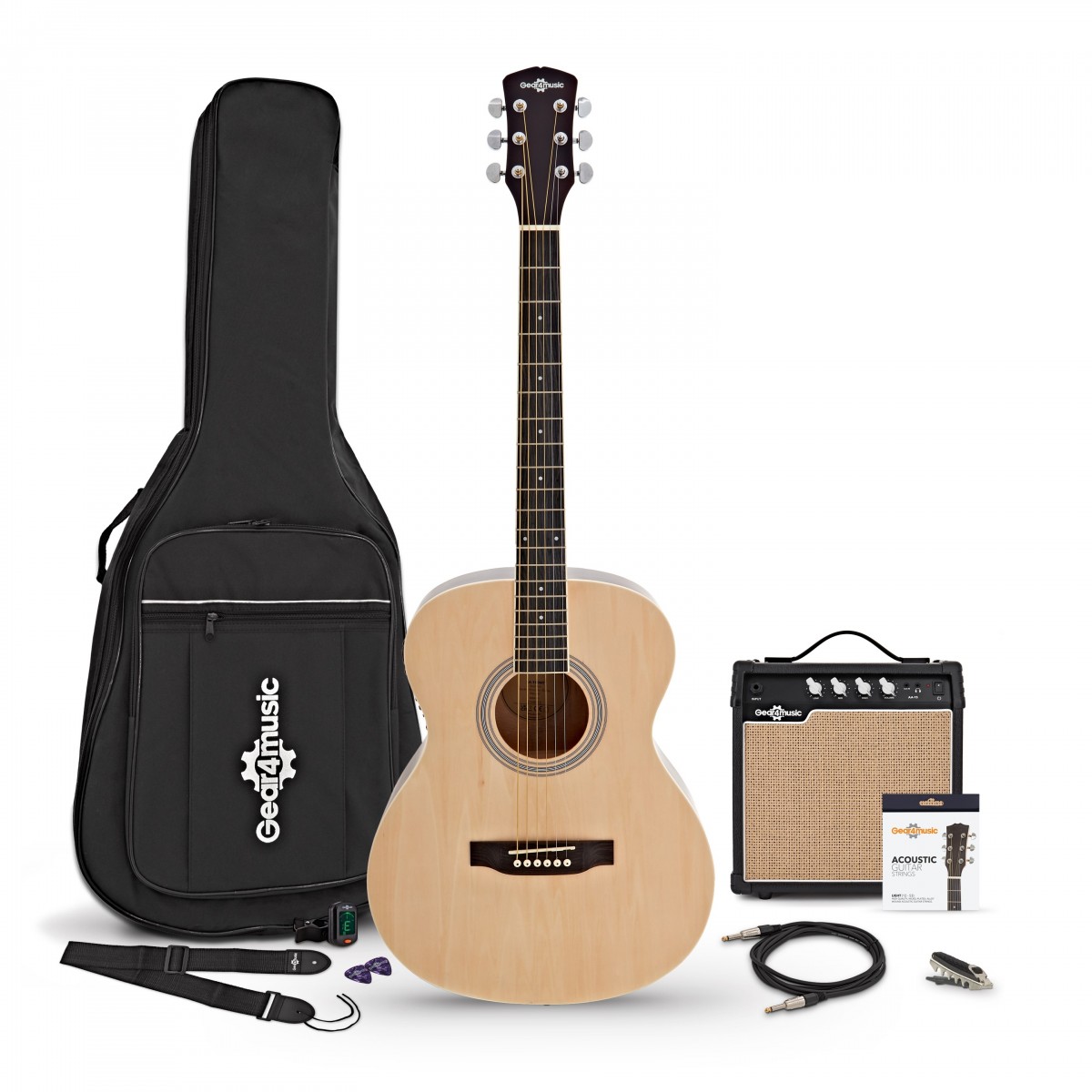 Student Electro Acoustic Guitar Natural 15W Acoustic Amp & Accessory Pack