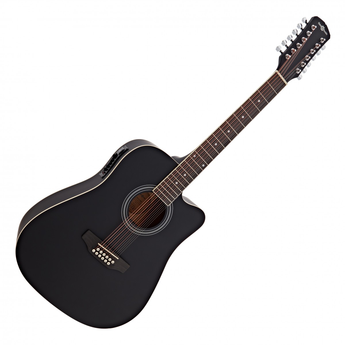 Dreadnought 12 String Electro Acoustic Guitar Black 15W Acoustic Amp & Accessory Pack