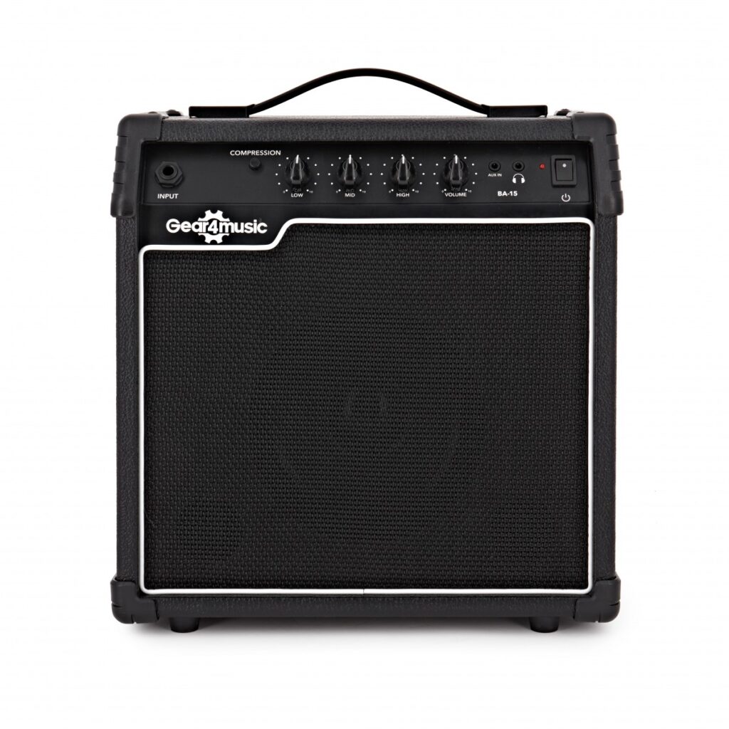3/4 LA Bass Guitar Blue 15W Bass Amp Pack
