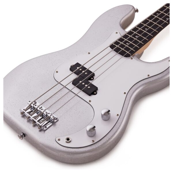 LA Bass Guitar Silver Flake 15W Bass Amp Pack