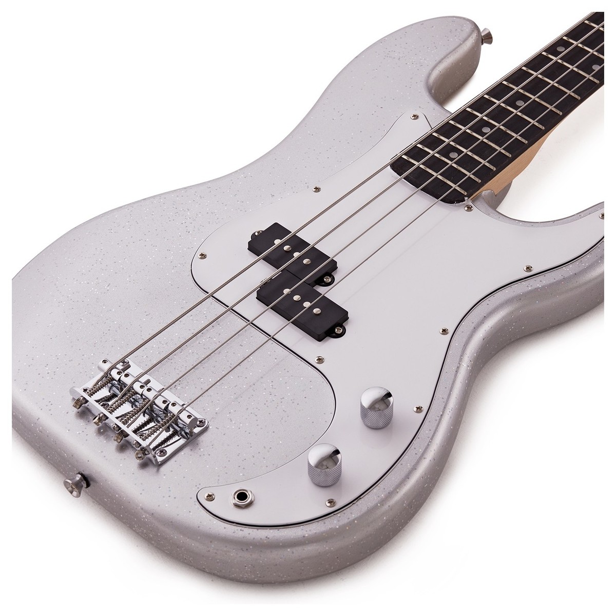 LA Bass Guitar Silver Flake 15W Bass Amp Pack