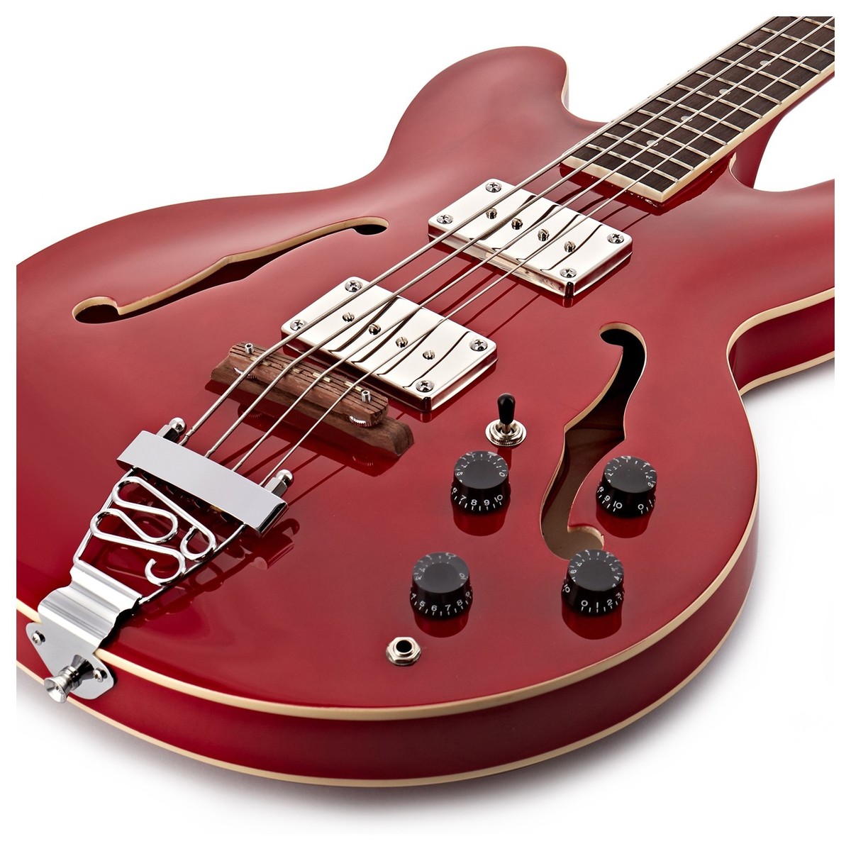San Francisco Semi Acoustic Bass by Gear4music Wine Red