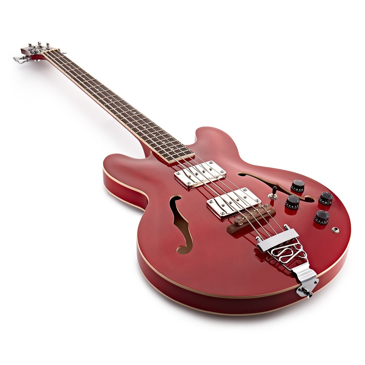 San Francisco Semi Acoustic Bass by Gear4music Wine Red